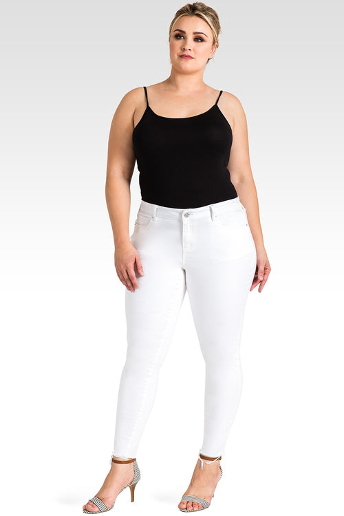 Virginia Plus Size Released Hem White Skinny Jeans