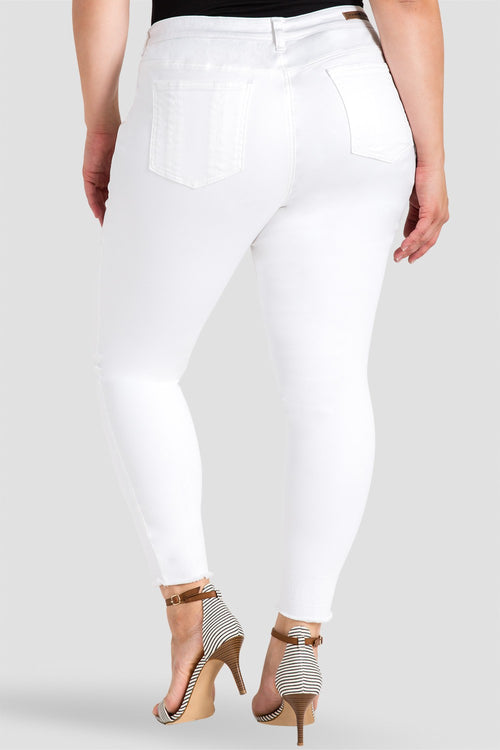 Virginia Plus Size Released Hem White Skinny Jeans