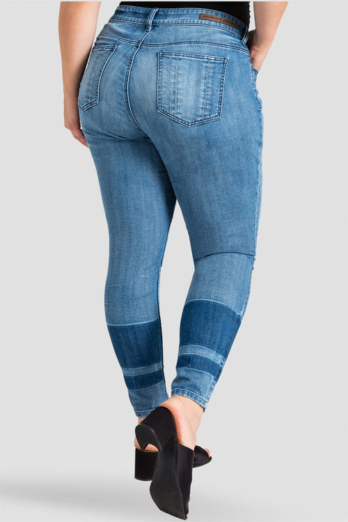 Plus Size Virginia Two-Tone Contrast Stripe Women's Skinny Jeans