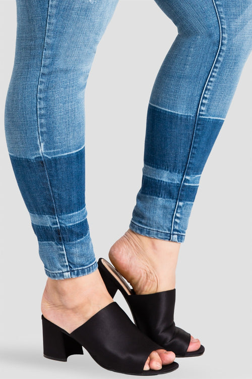 Plus Size Virginia Two-Tone Contrast Stripe Women's Skinny Jeans
