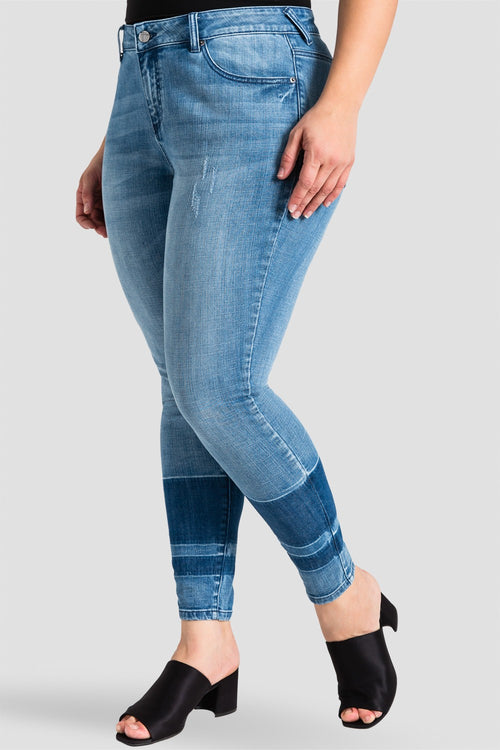 Plus Size Virginia Two-Tone Contrast Stripe Women's Skinny Jeans