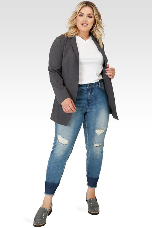 Plus Size Standards & Practices Raw Hem Two-Tone Midrise Skinny Jeans