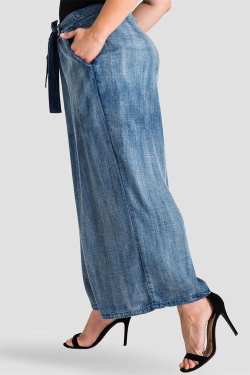 plus size medium blue tencel denim palazzo pants