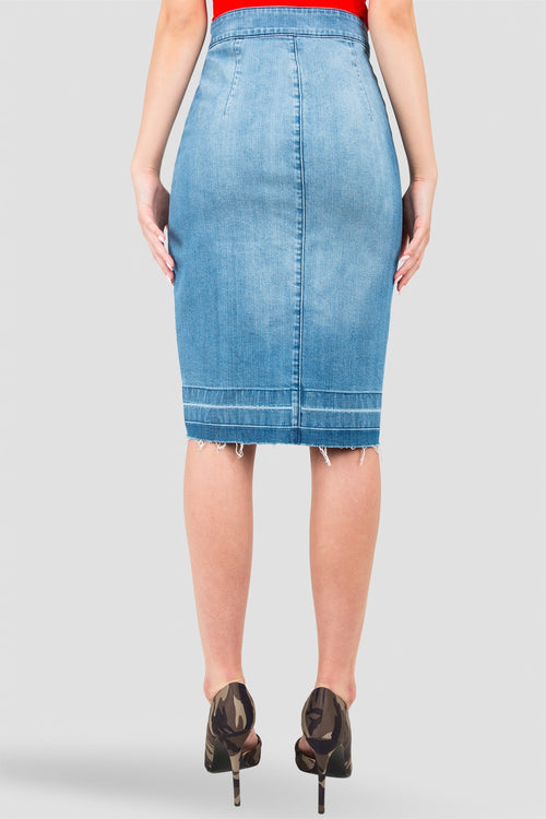 Harley Button-Up Released Hem Denim Knee-Length Skirt