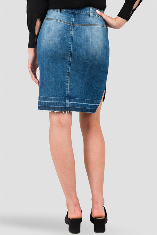 Standards & Practices Dariah High-Low Released Hem Denim Mini Skirt