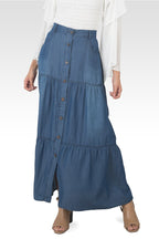 Hannah Denim Tencel Maxi Peasant Skirt-1