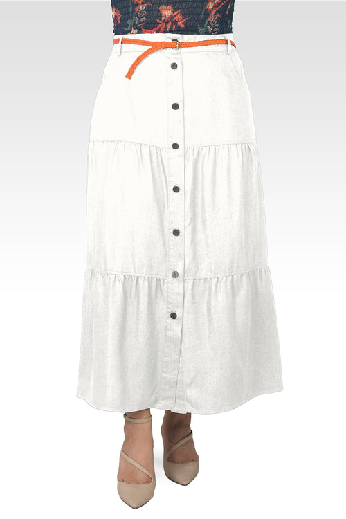 Hannah Denim Tencel Maxi Peasant Skirt-3
