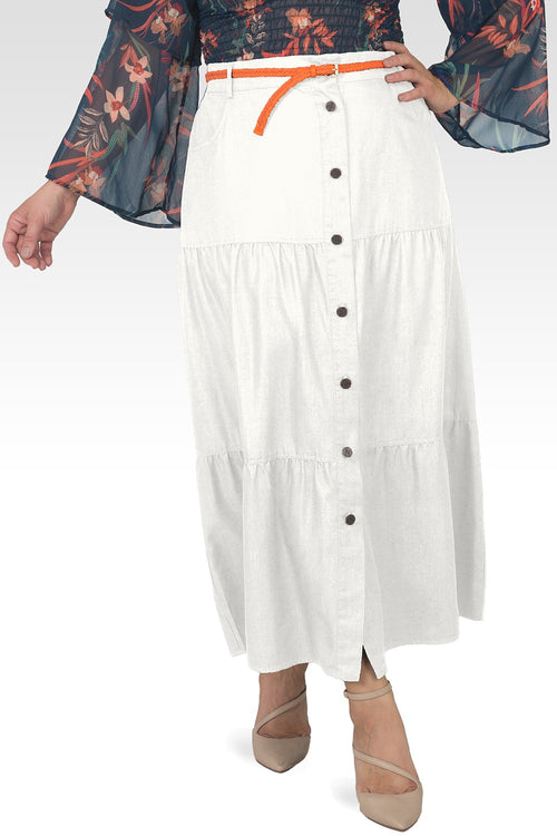 Hannah Denim Tencel Maxi Peasant Skirt-1