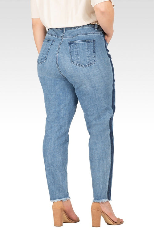 Savannah Plus Size Denim Skinny Jeans With Shadow Leg Stripe