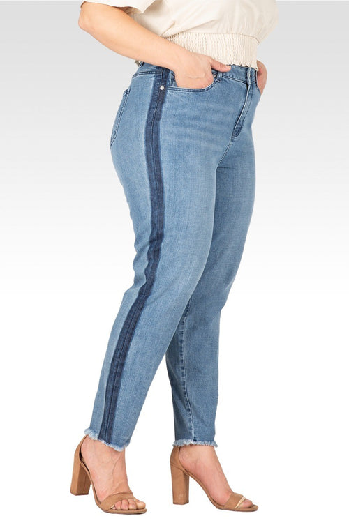 Savannah Plus Size Denim Skinny Jeans With Shadow Leg Stripe