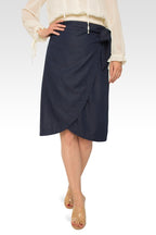 Brie Dark Indigo High Waist Tie Wrap Tencel Skirt