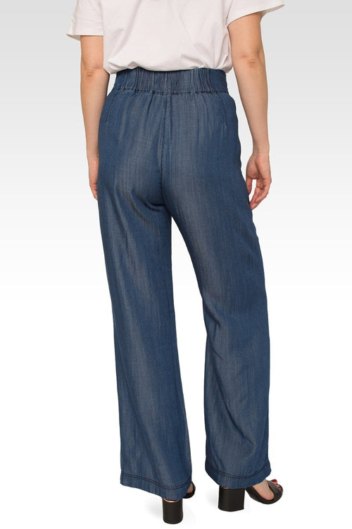 Ivy High Rise Dark Indigo Wide Leg Tencel Pants