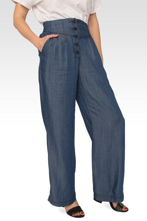 Ivy High Rise Dark Indigo Wide Leg Tencel Pants