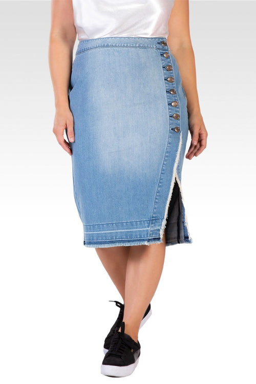 Alanis Plus Size Womens Raw Edge Slit Skirt