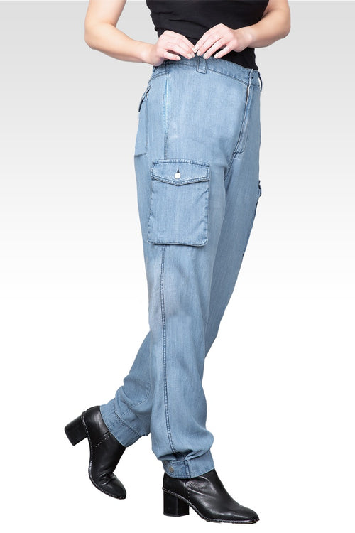 Lara Bleached Tencel Cargo Pants