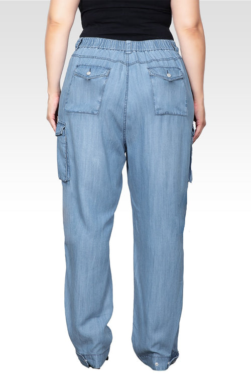 Plus Size Lara Bleached Tencel Cargo Pants