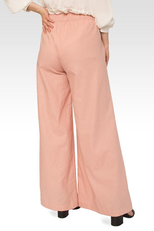 Cici High Rise Wide Leg Linen Peach Lounge Pants