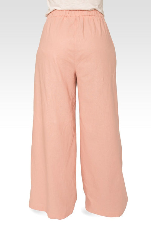 Cici Plus Size High Rise Wide Leg Linen Peach Lounge Pants