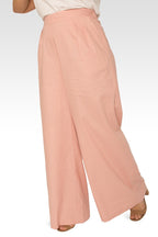 Cici Plus Size High Rise Wide Leg Linen Peach Lounge Pants