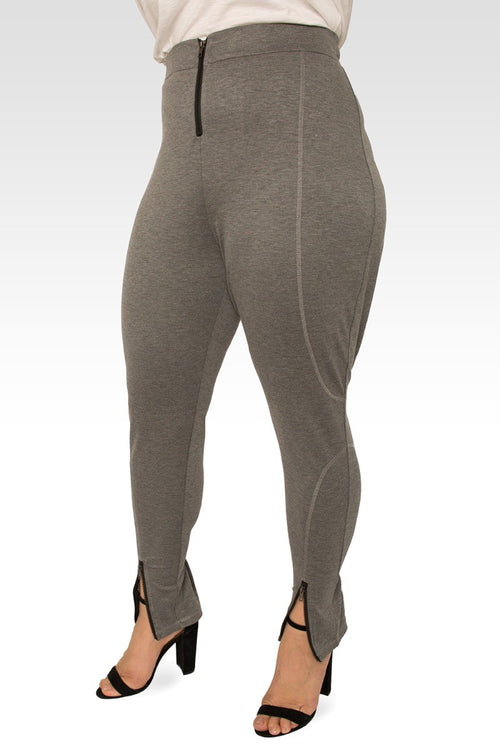 Ria Plus Size High Rise Ponte Knit Premium Dark Grey Legging