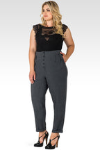 Plus Size Standards & Practices Francine Charcoal Gray Hollywood Waist Cropped Button-Up Carrot Trouser Pants
