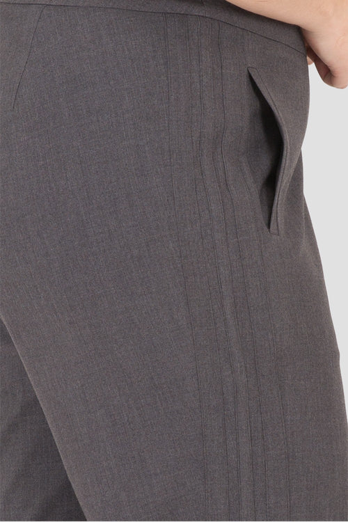 Plus Size Standards & Practices Women's Curvy fit Charcoal Gray High Waisted Wide Leg Suit Pants