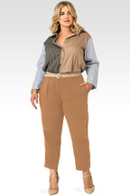 Standards & Practices Plus Size Cropped Tan Suiting Capri Pants