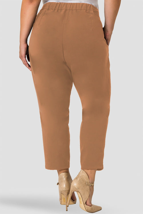 Standards & Practices Plus Size Cropped Tan Suiting Capri Pants