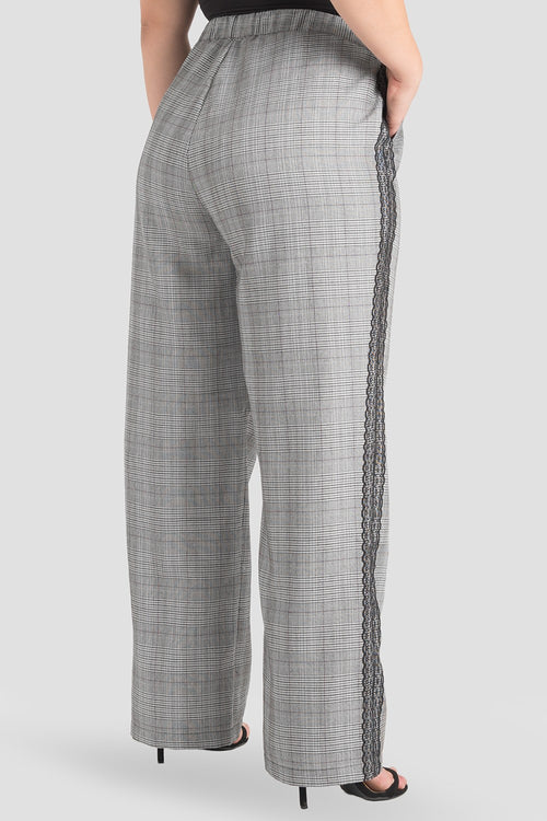 standards & practice plus size wide leg plaid business casual pants