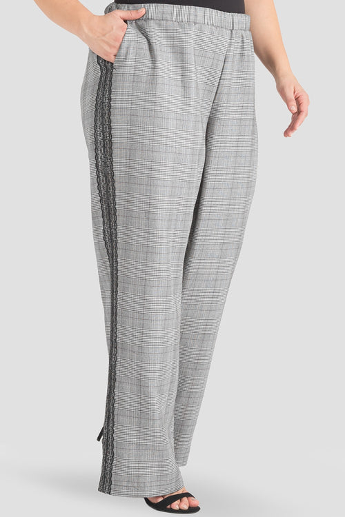 plus size wide leg plaid business casual lace tuxedo stripe pants