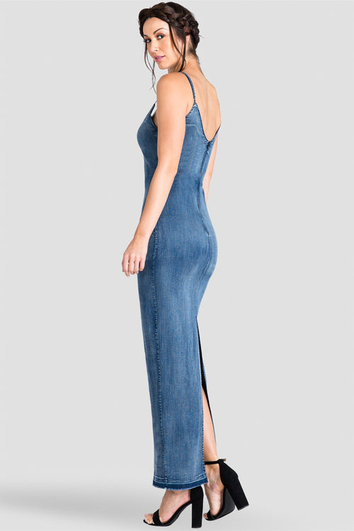 Standards & Practices V-Back Denim Maxi Dress