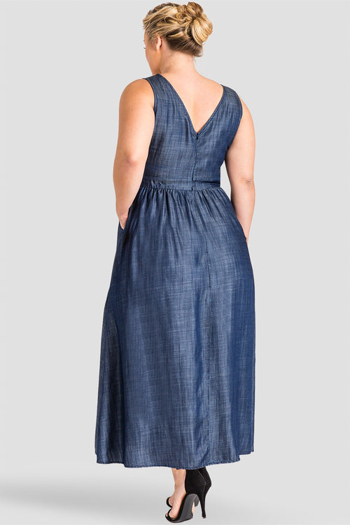 Plus Size Nimah A-Line Tencel Denim Maxi Dress