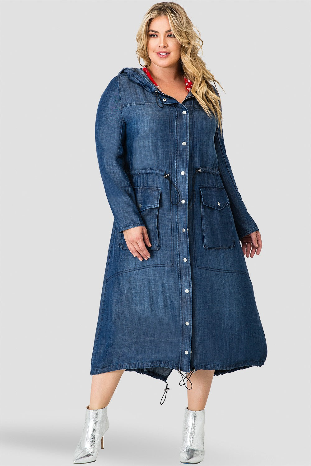 Standards & Practices Women's Tencel Denim Long Duster Hoodie