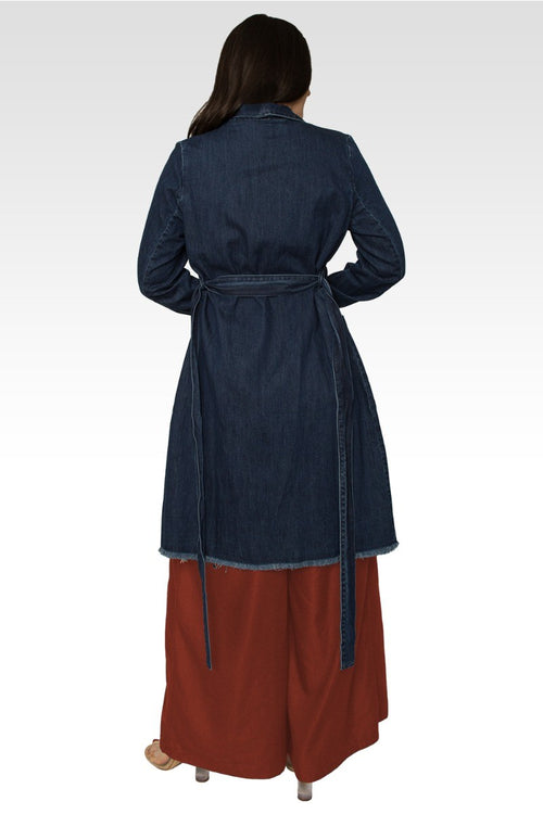 Natalie Denim Robe Long Sleeves Collared Jacket