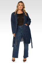 Natalie Plus Size Denim Robe Long Sleeves Collared Jacket