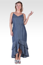 Strom Women's Plus Size Tencel High-Low Ruffle Hem Maxi Dress