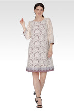 Everleigh Women's Elegant  Floral  Lace Boat Neck 3/4 sleeve Midi Dress