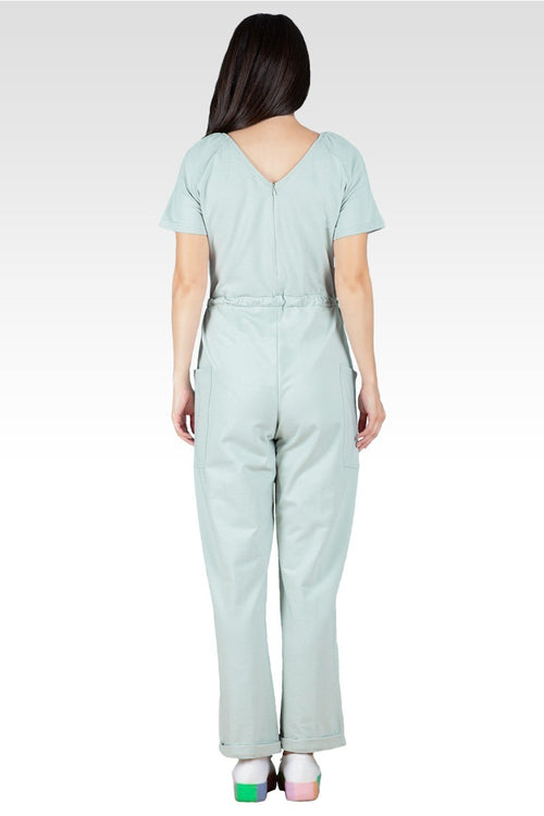 Wendy French Terry Sage Green Easy Fit Sweat Lounge Jumpsuit