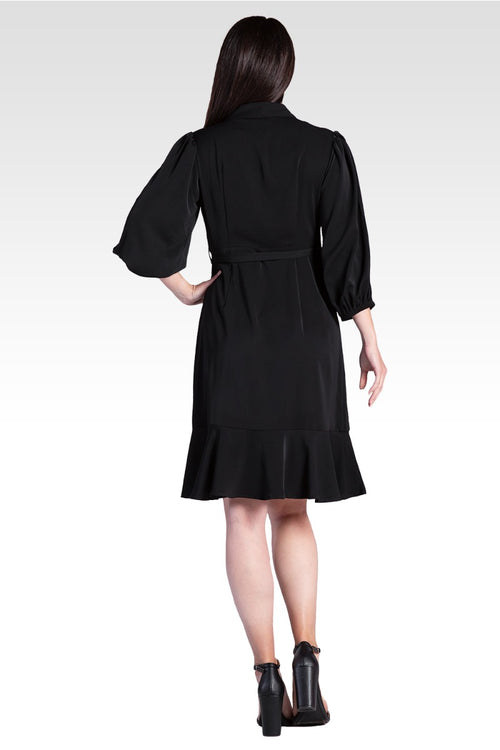 Kylie Women's Double Georgette Dusty Pink Ruffles Wrap Midi Dress