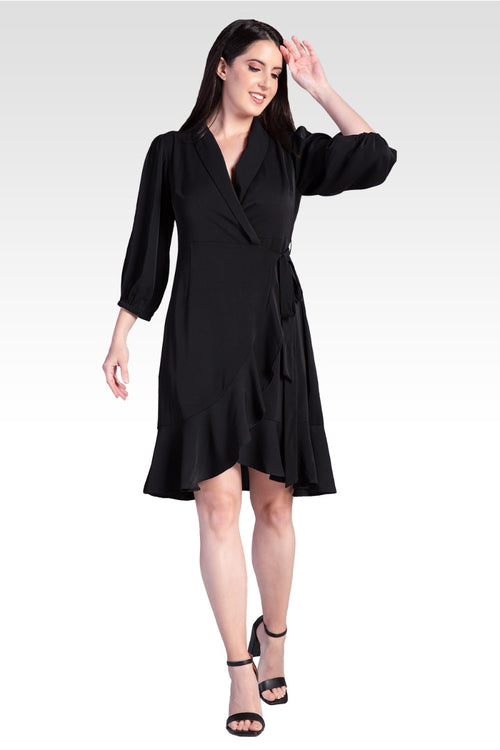 Kylie Women's Double Georgette Dusty Pink Ruffles Wrap Midi Dress