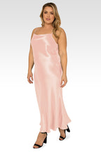 Michelle Plus Size Cowl Neck Spaghetti Strap Satin Slip Dress - Rose Pink