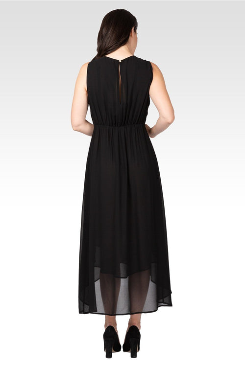 Eliza Women's Sleeveless High-Low Hem Black Maxi Dress
