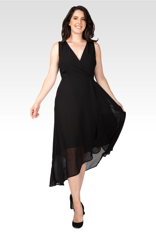 Eliza Women's Sleeveless High-Low Hem Black Maxi Dress