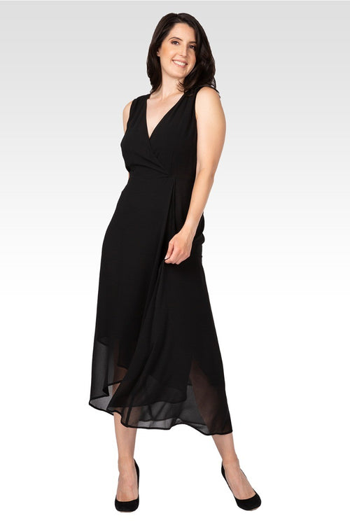 Eliza Women's Sleeveless High-Low Hem Black Maxi Dress