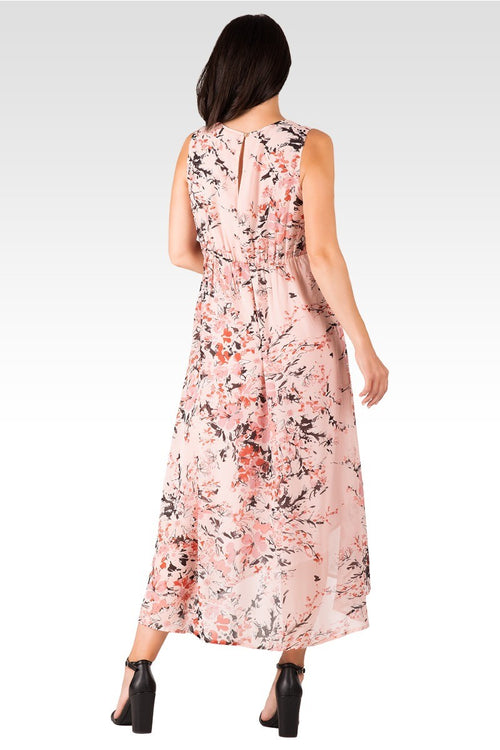 Eliza Women's Floral Print Sleeveless High-Low Hem Floral Print Maxi Dress