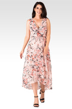 Eliza Women's Floral Print Sleeveless High-Low Hem Floral Print Maxi Dress