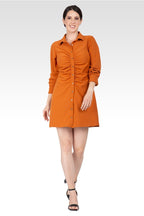 Kinsley Women's Ruched Front  Buttoned Down Mini Shirt Dress
