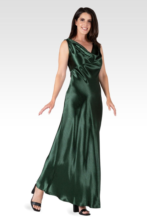 Genesis Women's Cowl Neck A-line Sleeveless Maxi Dress