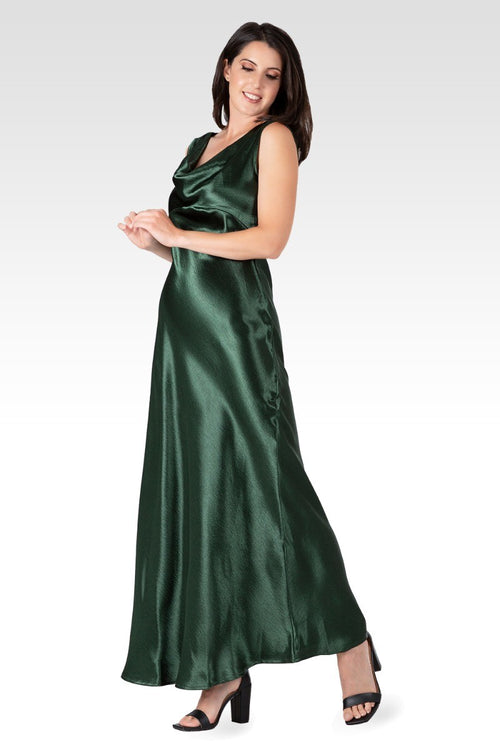 Genesis Women's Cowl Neck A-line Sleeveless Maxi Dress