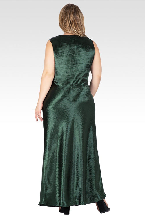 Genesis Women's Plus Size Cowl Neck A-line Sleeveless Maxi Dress